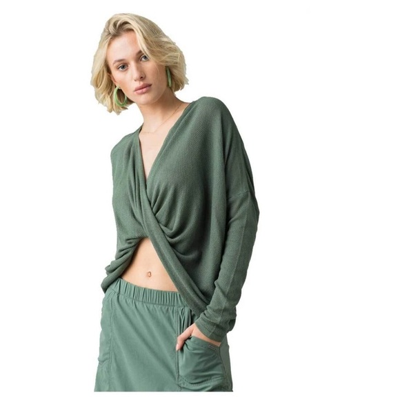 Prana Tops - Prana Narcisso Sweater Green Draped Long Sleeve Top